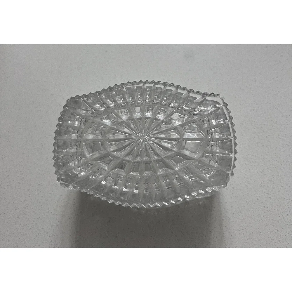 Vtg Crystal Trinket Boxes With Lids Rectangle Box & Heart Shaped From Yugoslavia